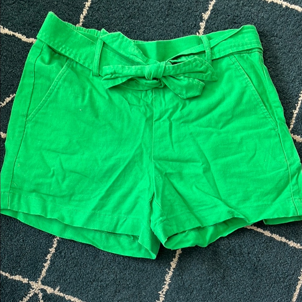 J. Crew High Waist Green Shorts with Elastic Waistband